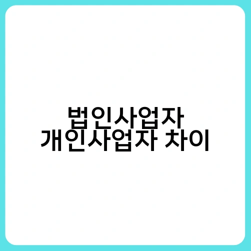 법인사업자 개인사업자 차이 1