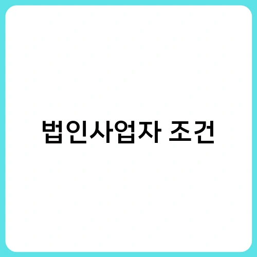 법인사업자 조건