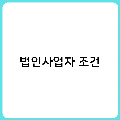 법인사업자 조건 2