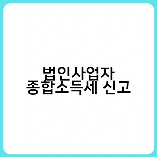 법인사업자 종합소득세 신고