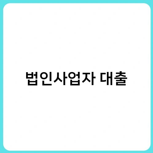 법인사업자 대출 2