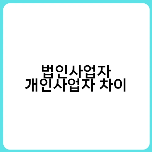 법인사업자 개인사업자 차이