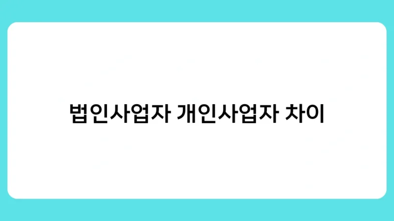 법인사업자 개인사업자 차이로 인한 사업 리스크, 어떻게 대비할까?