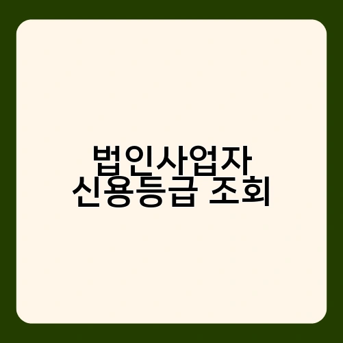 법인사업자 신용등급 조회 3
