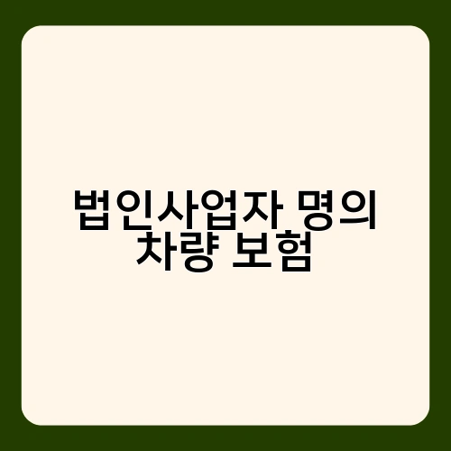 법인사업자 명의 차량 보험 3