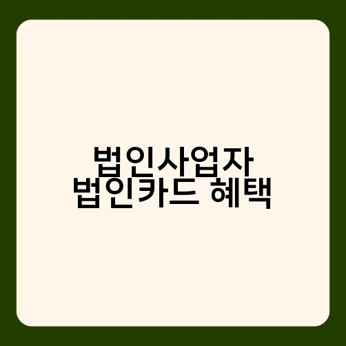 법인사업자 법인카드 혜택 1