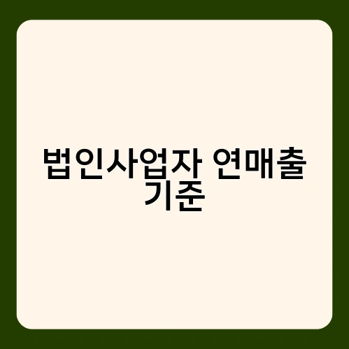 법인사업자 연매출 기준