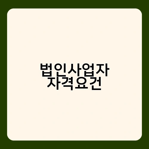 법인사업자 자격요건 2