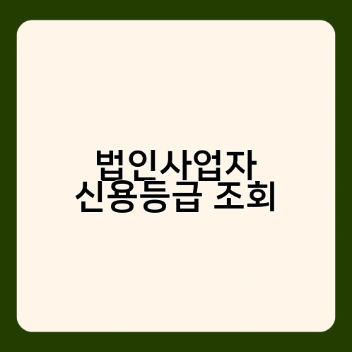 법인사업자 신용등급 조회 1