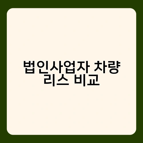 법인사업자 차량 리스 비교 2