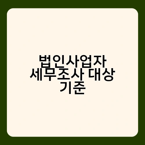 법인사업자 세무조사 대상 기준 2