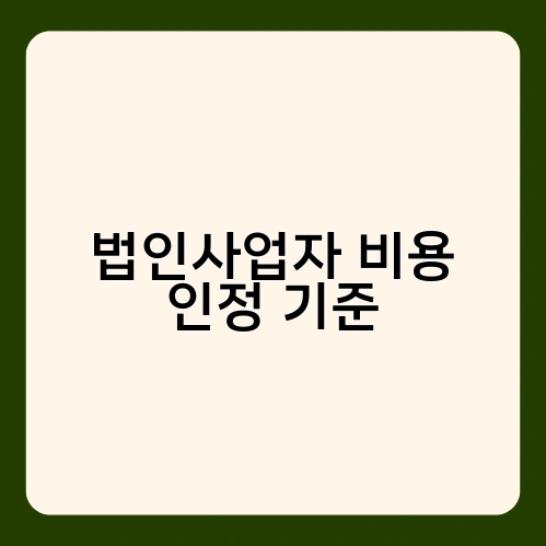 법인사업자 비용 인정 기준 3