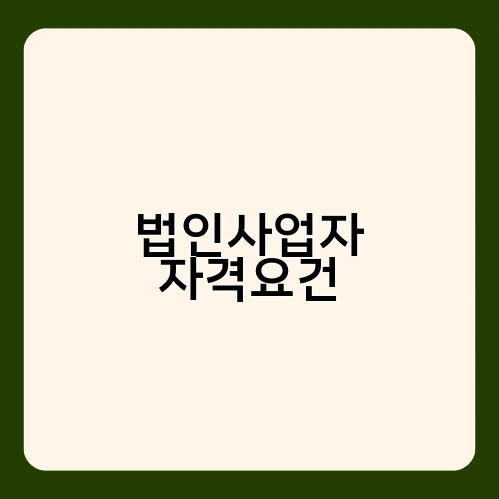 법인사업자 자격요건 3