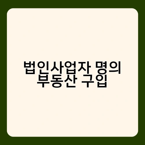 법인사업자 명의 부동산 구입 4