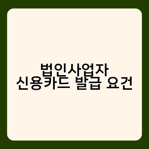 법인사업자 신용카드 발급 요건 2