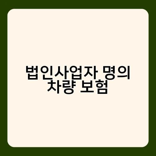 법인사업자 명의 차량 보험 4