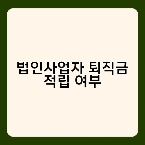 법인사업자 퇴직금 적립 여부 2