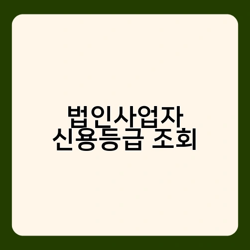 법인사업자 신용등급 조회