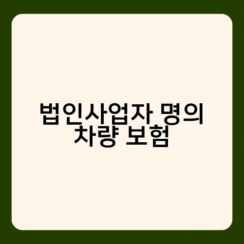 법인사업자 명의 차량 보험