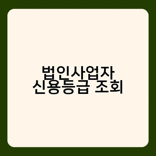 법인사업자 신용등급 조회 2