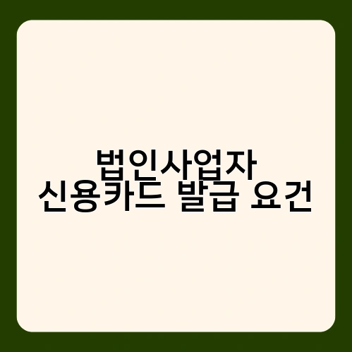 법인사업자 신용카드 발급 요건
