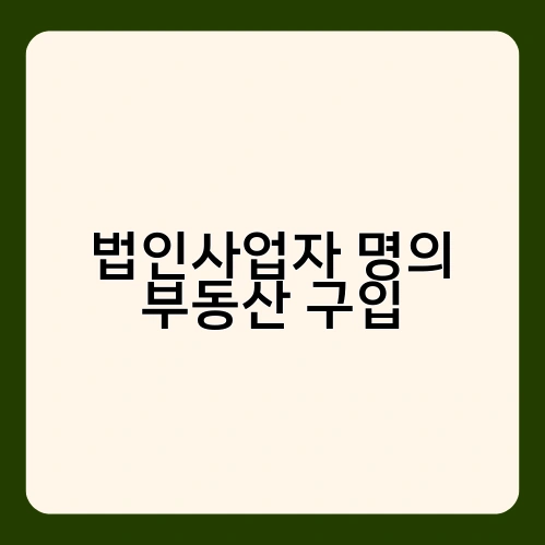 법인사업자 명의 부동산 구입 3