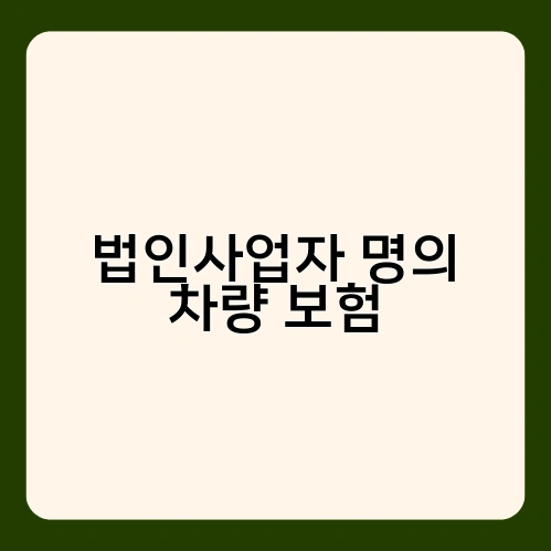 법인사업자 명의 차량 보험 1