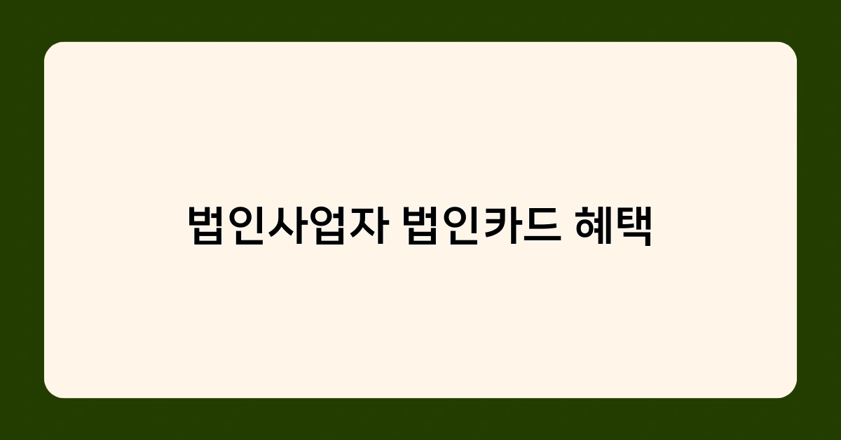 법인사업자 법인카드 혜택 미리 알고 준비하면 창업이 쉬워진다!
