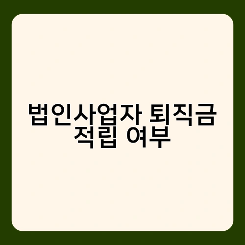 법인사업자 퇴직금 적립 여부 1