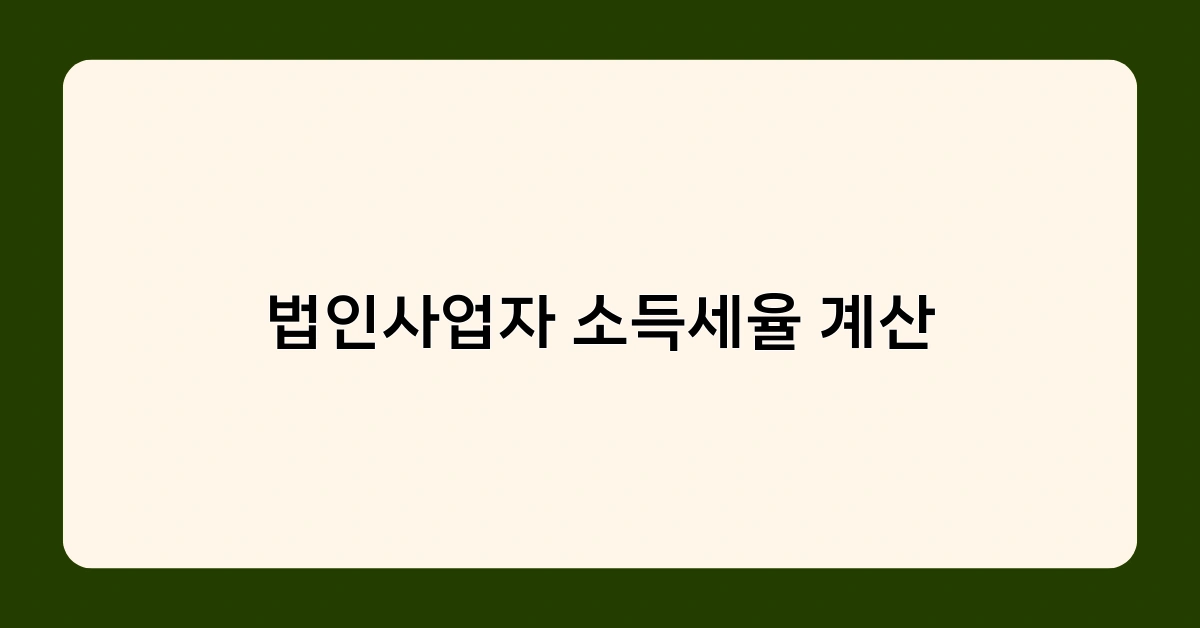 법인사업자 소득세율 계산 사례로 배우는 실무 노하우