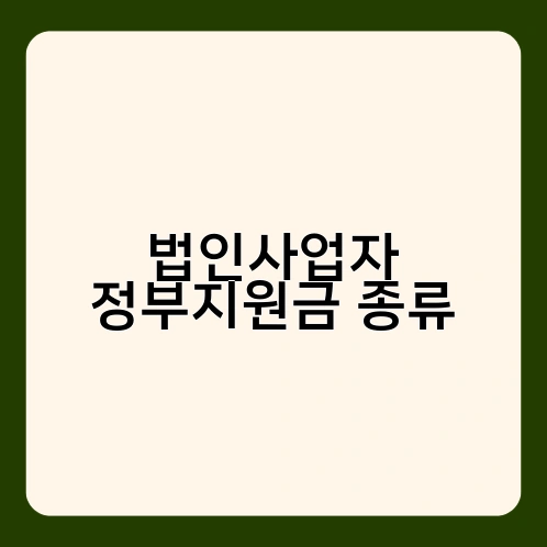 법인사업자 정부지원금 종류 1
