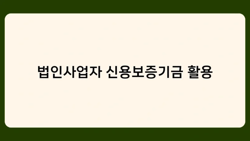 법인사업자 신용보증기금 활용 방법, 신청부터 사후관리까지 완벽 대비!
