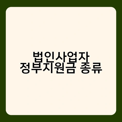 법인사업자 정부지원금 종류